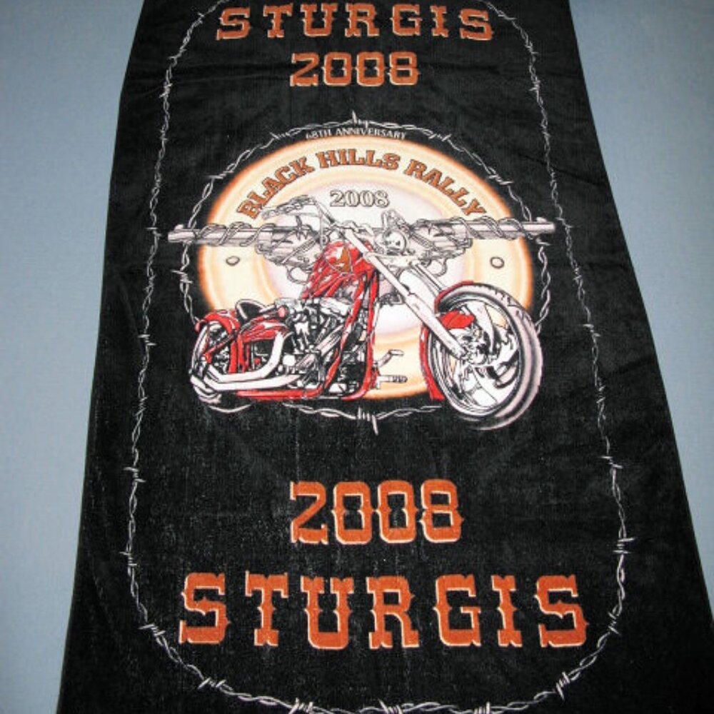 2 H-D STURGIS BEACH TOWELS, BLACK HILLS RALLY 2008,  68TH ANNIVESARY
